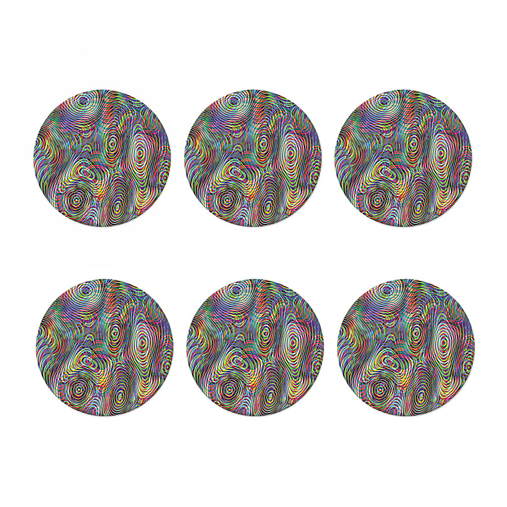 Multicolor Psychedelic Print Coaster Set