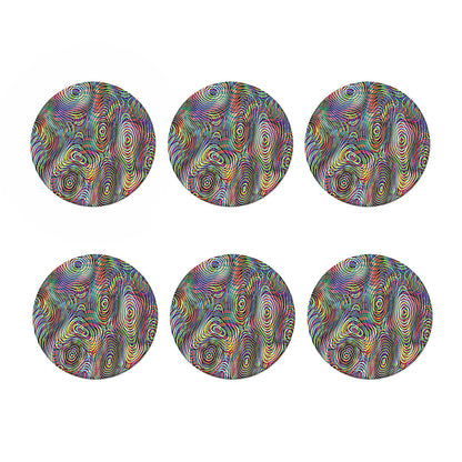 Multicolor Psychedelic Print Coaster Set