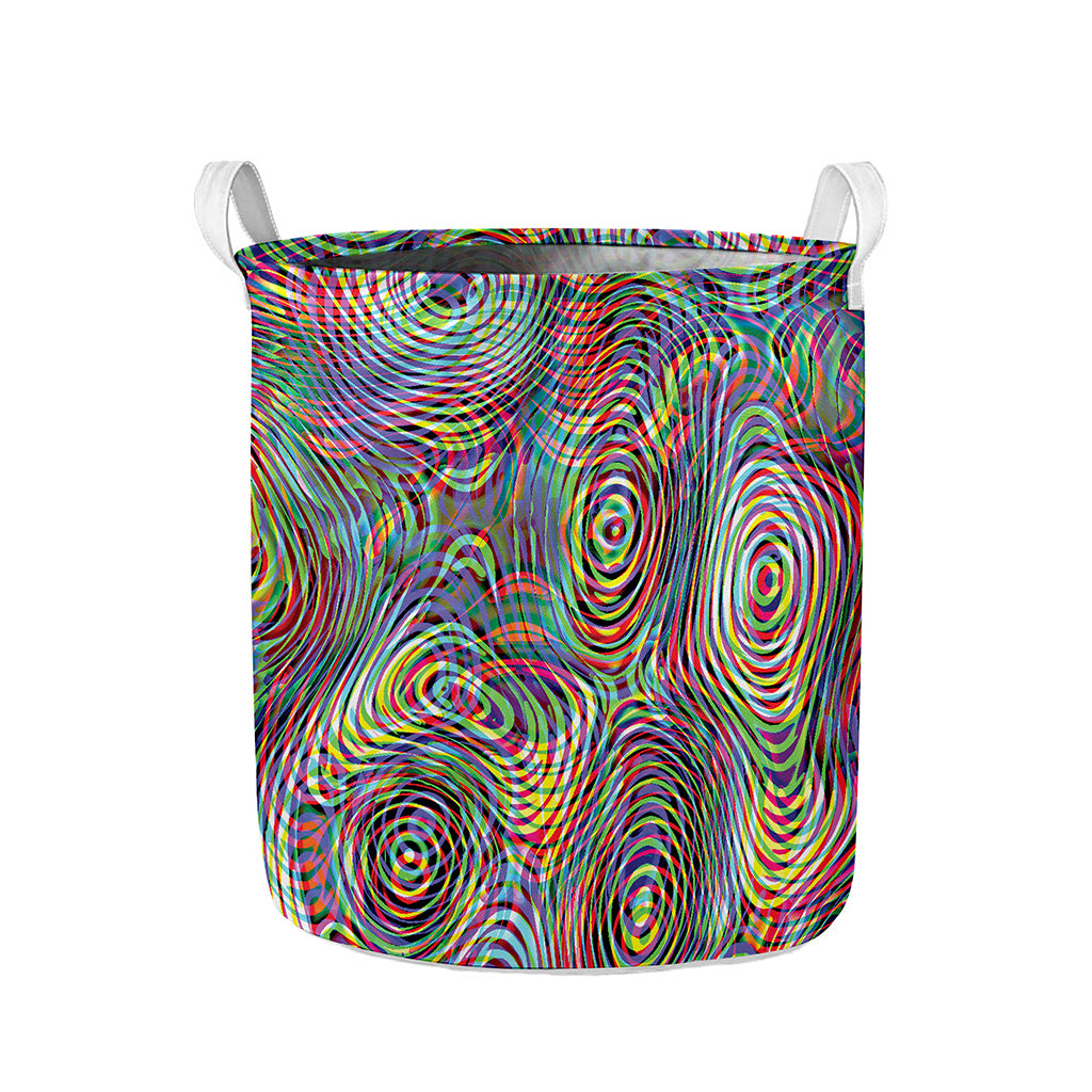 Multicolor Psychedelic Print Collapsible Laundry Basket