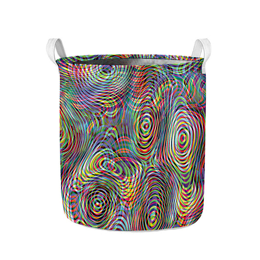 Multicolor Psychedelic Print Collapsible Laundry Basket