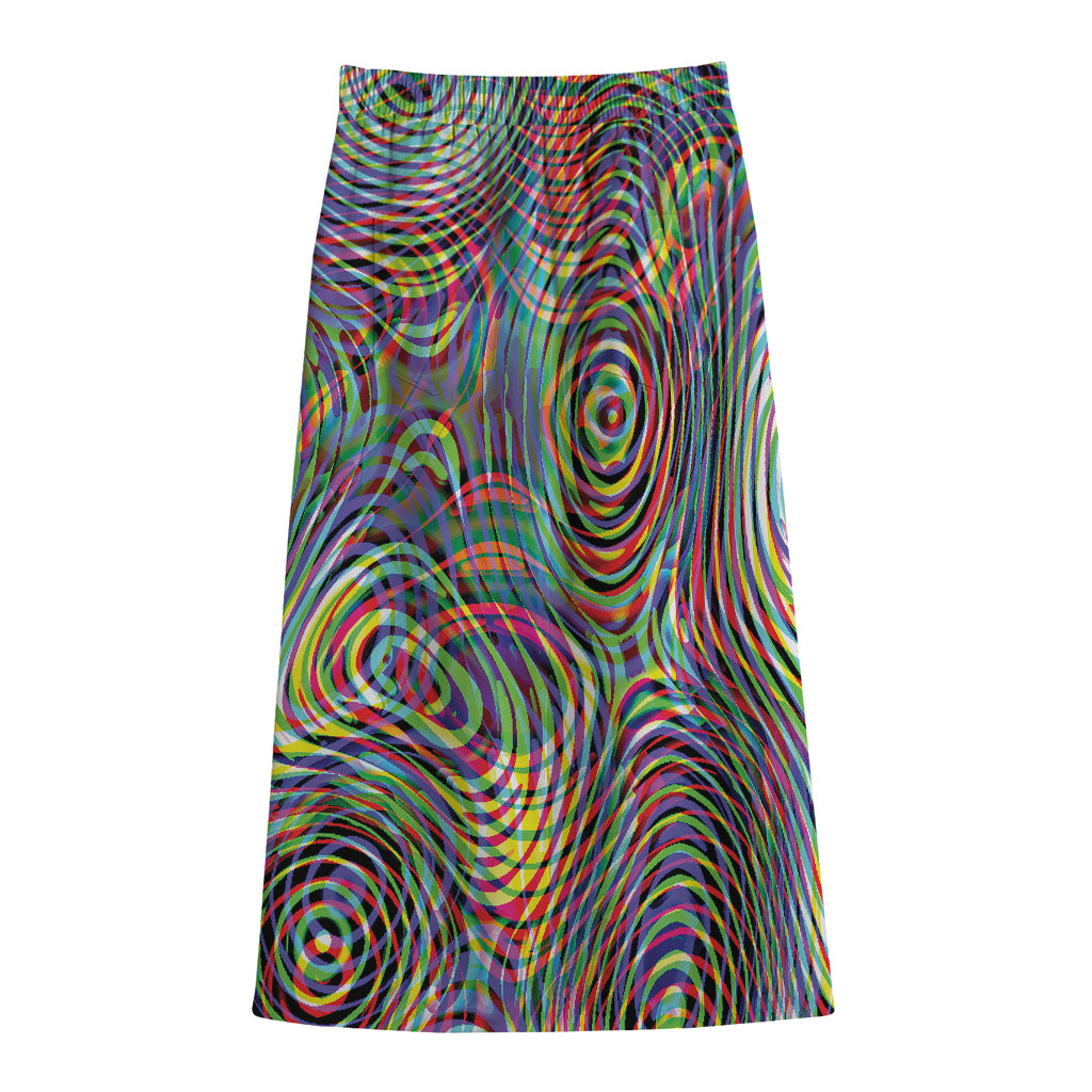 Multicolor Psychedelic Print Cotton Front Slit Maxi Skirt