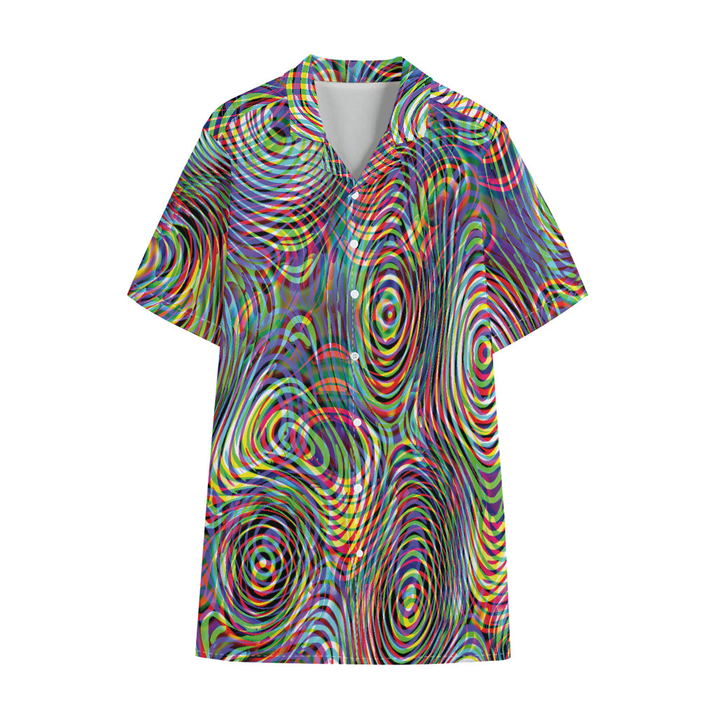 Multicolor Psychedelic Print Cotton Hawaiian Shirt
