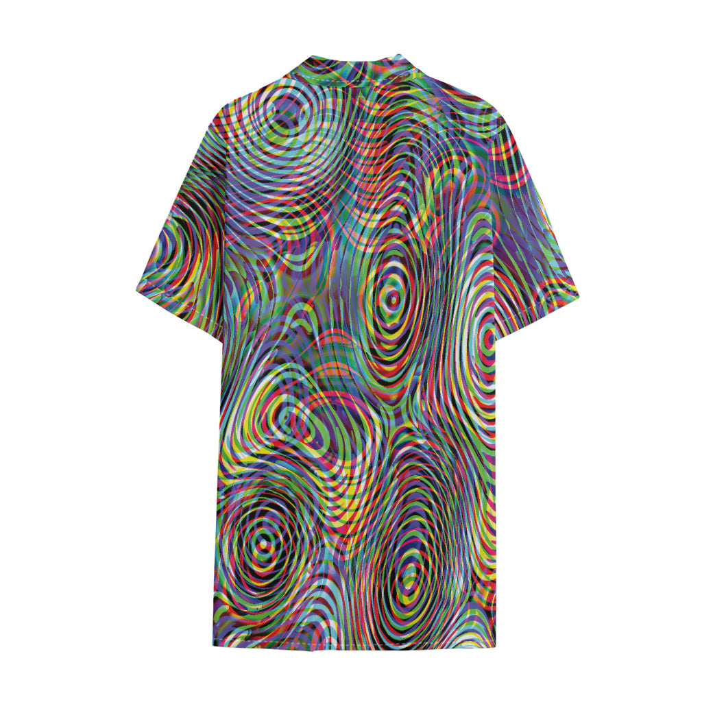 Multicolor Psychedelic Print Cotton Hawaiian Shirt