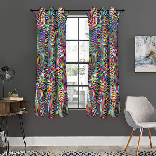 Multicolor Psychedelic Print Curtain