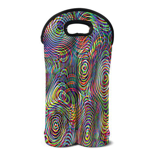 Multicolor Psychedelic Print Double Neoprene Wine Tote