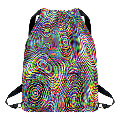 Multicolor Psychedelic Print Drawstring Backpack