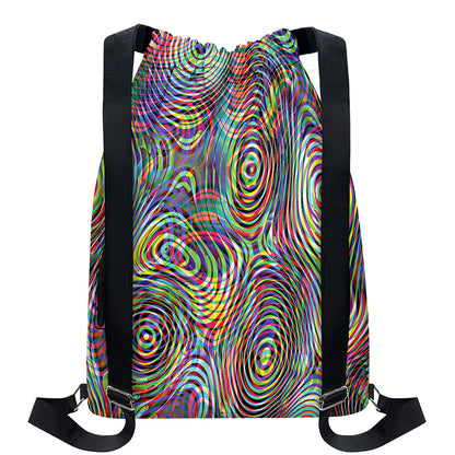 Multicolor Psychedelic Print Drawstring Backpack