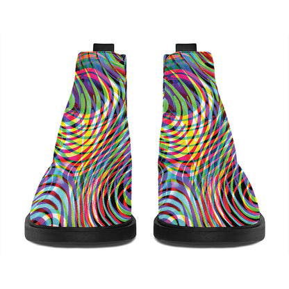 Multicolor Psychedelic Print Flat Ankle Boots