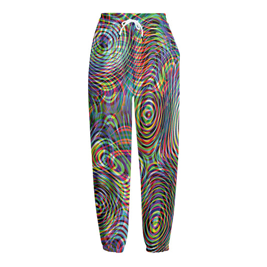 Multicolor Psychedelic Print Fleece Lined Knit Pants
