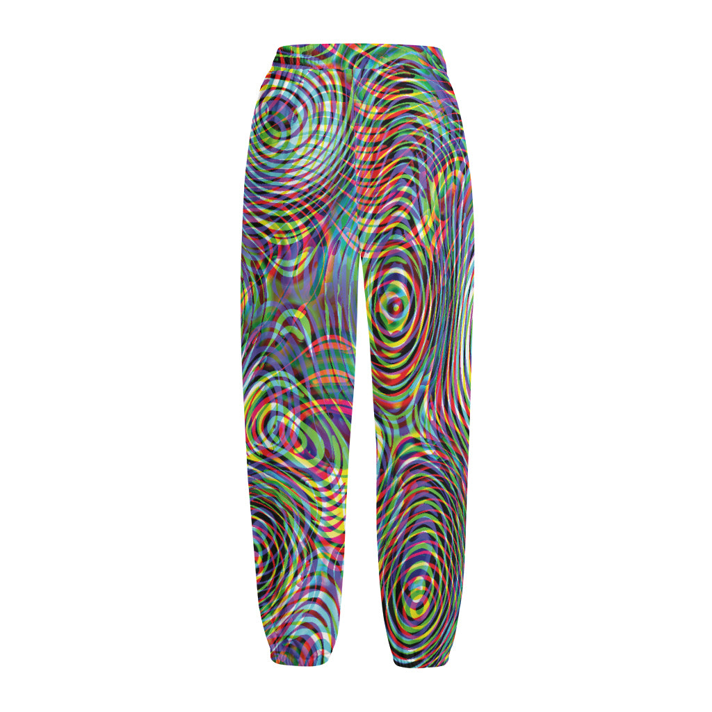 Multicolor Psychedelic Print Fleece Lined Knit Pants
