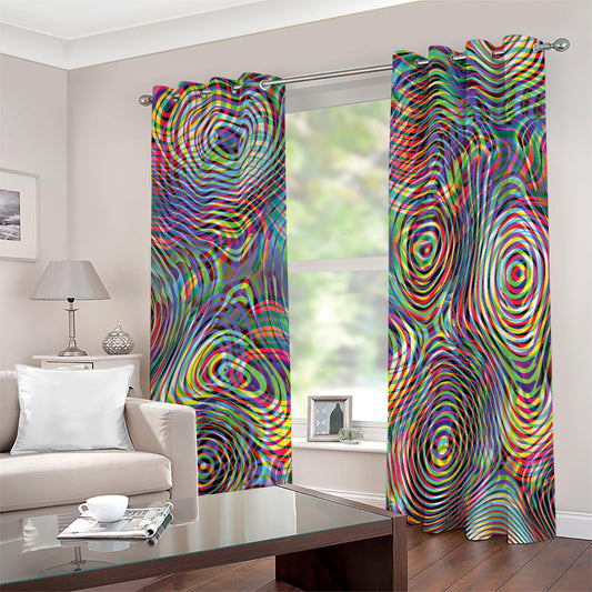 Multicolor Psychedelic Print Grommet Curtains