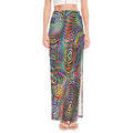Multicolor Psychedelic Print High Slit Maxi Skirt