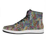 Multicolor Psychedelic Print High Top Leather Sneakers