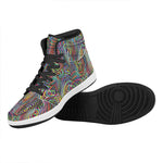 Multicolor Psychedelic Print High Top Leather Sneakers
