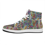 Multicolor Psychedelic Print High Top Leather Sneakers