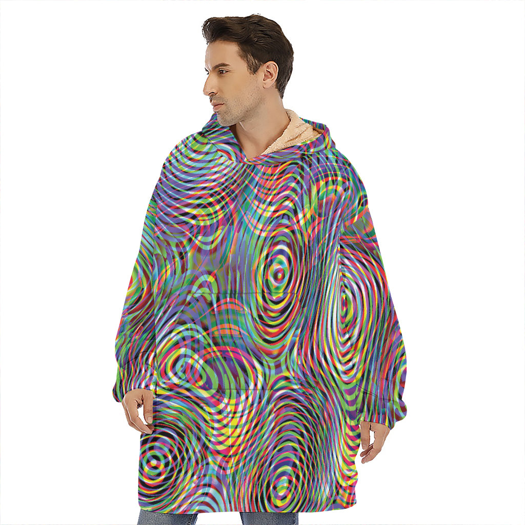 Multicolor Psychedelic Print Hoodie Blanket