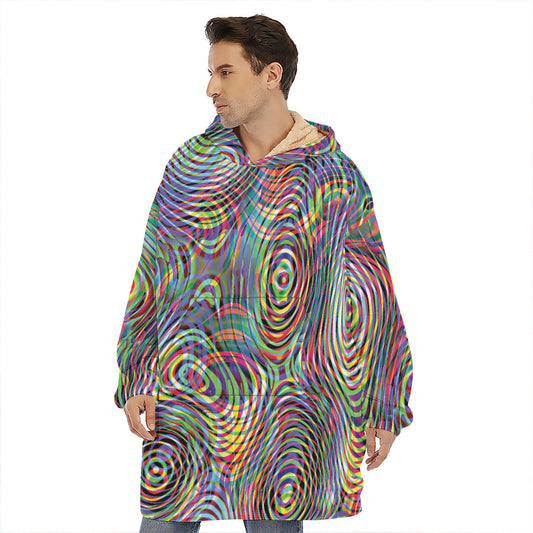 Multicolor Psychedelic Print Hoodie Blanket
