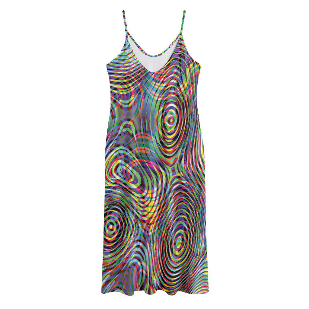 Multicolor Psychedelic Print Jersey Midi Cami Dress
