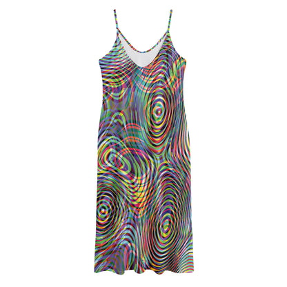 Multicolor Psychedelic Print Jersey Midi Cami Dress