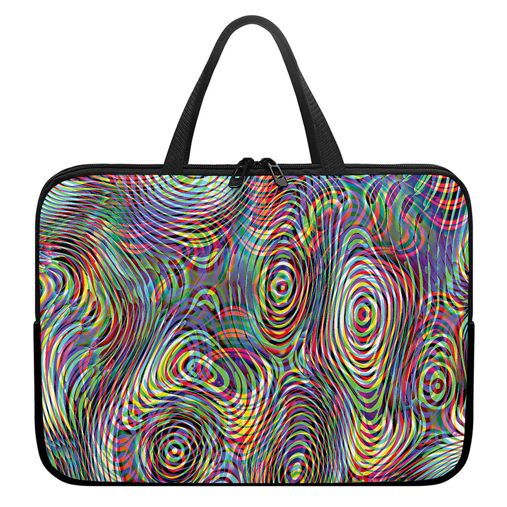 Multicolor Psychedelic Print Laptop Sleeve With Handle