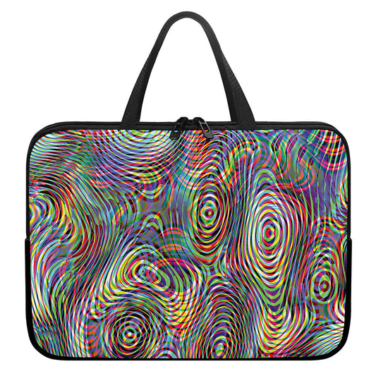 Multicolor Psychedelic Print Laptop Sleeve With Handle