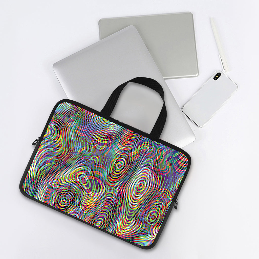 Multicolor Psychedelic Print Laptop Sleeve With Handle