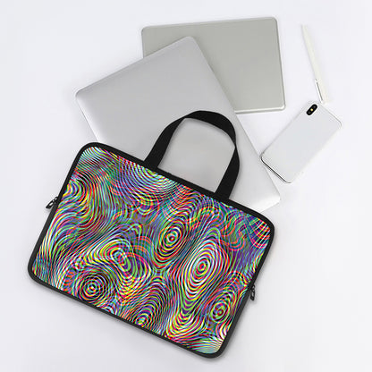 Multicolor Psychedelic Print Laptop Sleeve With Handle