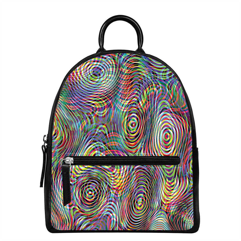 Multicolor Psychedelic Print Leather Backpack