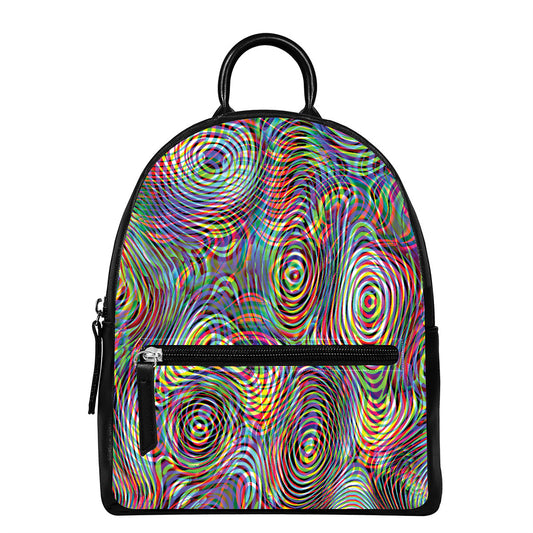 Multicolor Psychedelic Print Leather Backpack