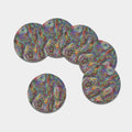 Multicolor Psychedelic Print Leather Coaster Set