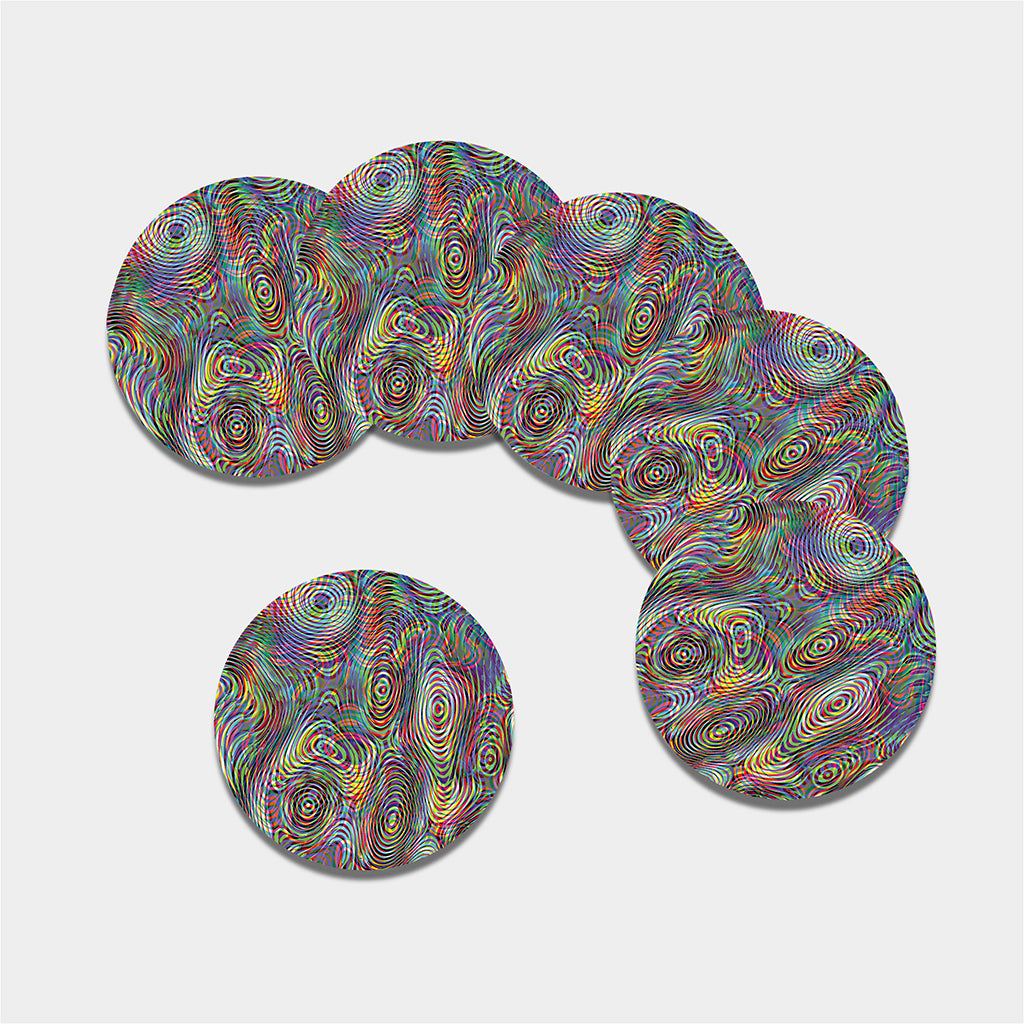Multicolor Psychedelic Print Leather Coaster Set