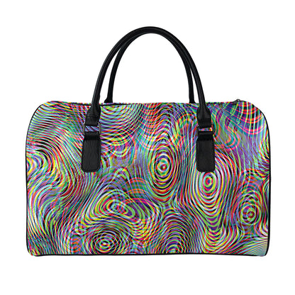 Multicolor Psychedelic Print Leather Duffle Bag