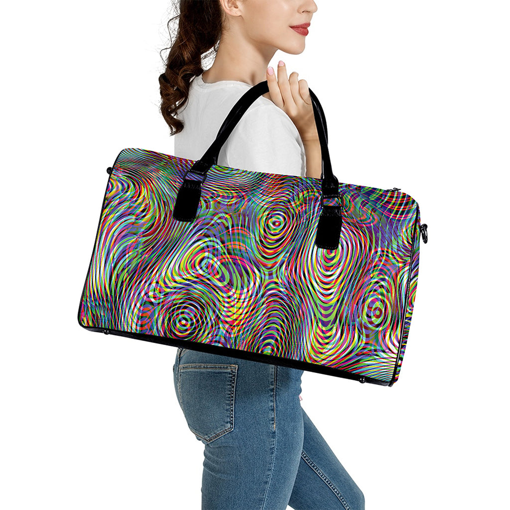 Multicolor Psychedelic Print Leather Duffle Bag