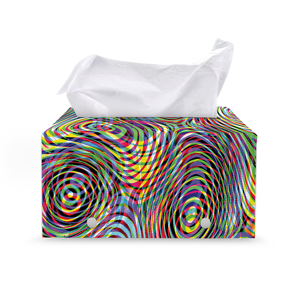 Multicolor Psychedelic Print Leather Tissue Box Cover