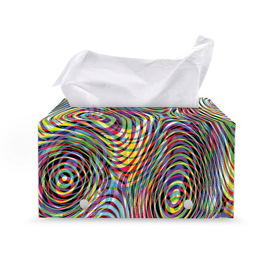 Multicolor Psychedelic Print Leather Tissue Box Cover