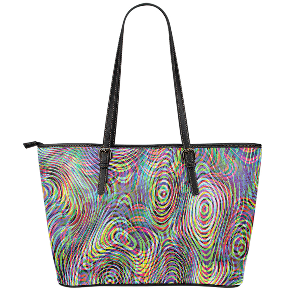 Multicolor Psychedelic Print Leather Tote Bag