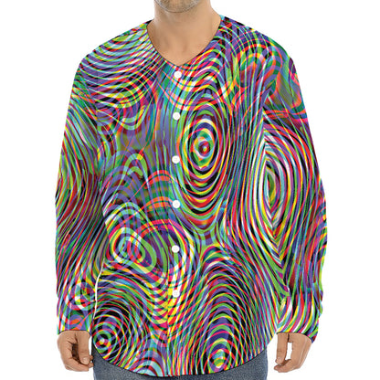 Multicolor Psychedelic Print Long Sleeve Baseball Jersey