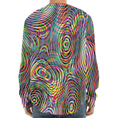 Multicolor Psychedelic Print Long Sleeve Baseball Jersey