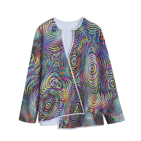 Multicolor Psychedelic Print Long Sleeve Short Coat