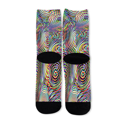 Multicolor Psychedelic Print Long Socks
