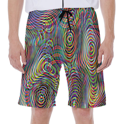 Multicolor Psychedelic Print Men's Beach Shorts