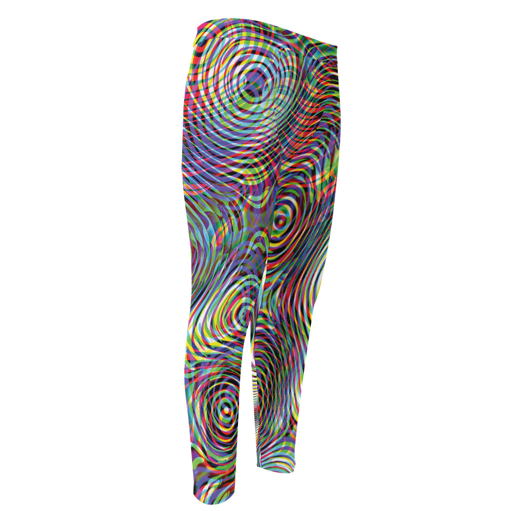 Multicolor Psychedelic Print Men's Compression Pants