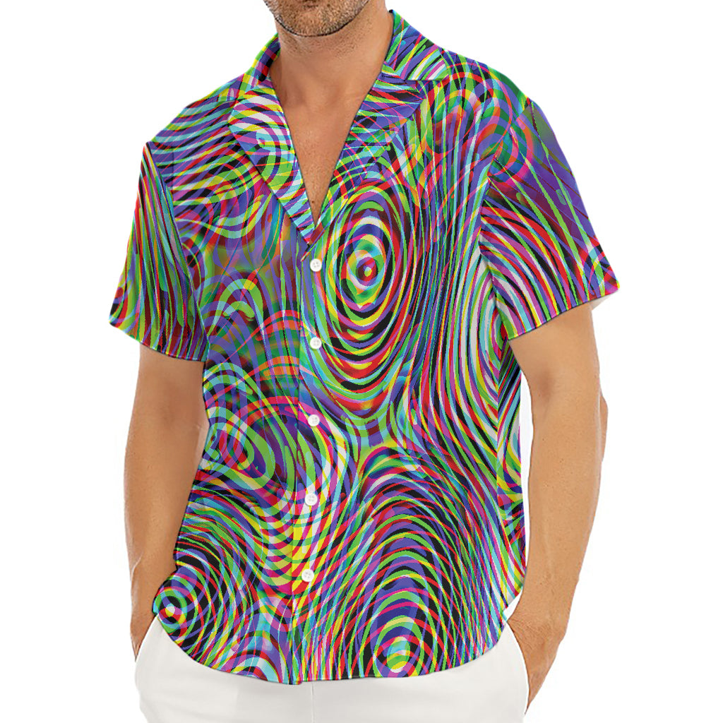 Multicolor Psychedelic Print Men's Deep V-Neck Shirt