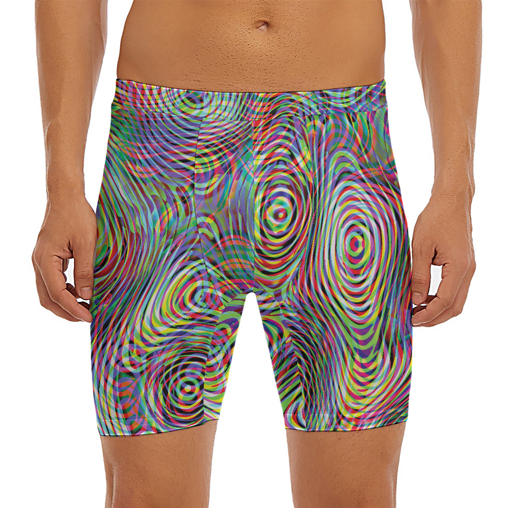 Multicolor Psychedelic Print Men's Long Boxer Briefs