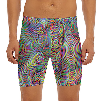 Multicolor Psychedelic Print Men's Long Boxer Briefs