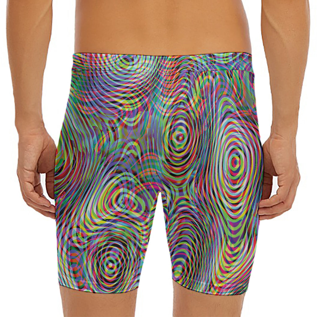 Multicolor Psychedelic Print Men's Long Boxer Briefs