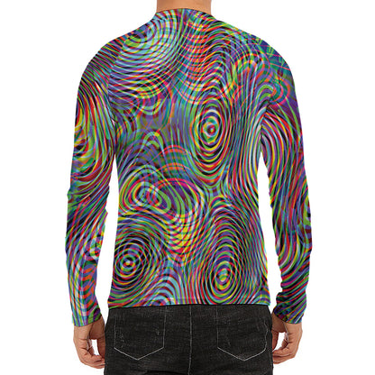 Multicolor Psychedelic Print Men's Long Sleeve Rash Guard