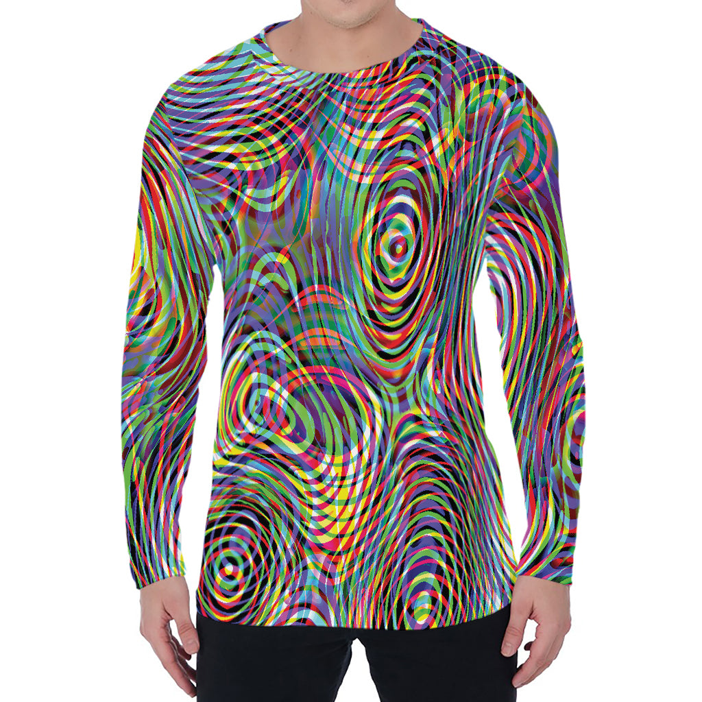Multicolor Psychedelic Print Men's Long Sleeve T-Shirt
