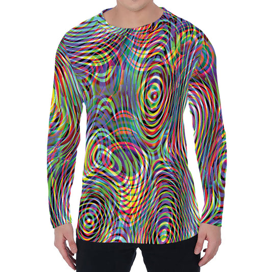 Multicolor Psychedelic Print Men's Long Sleeve T-Shirt