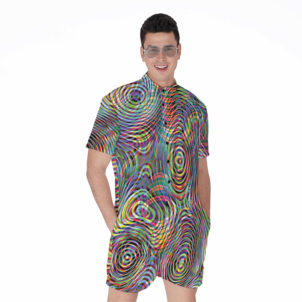 Multicolor Psychedelic Print Men's Rompers